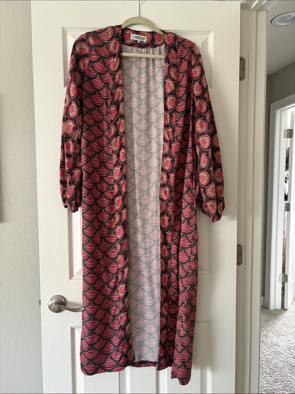 Super unique grey and pink Patterned Long Duster